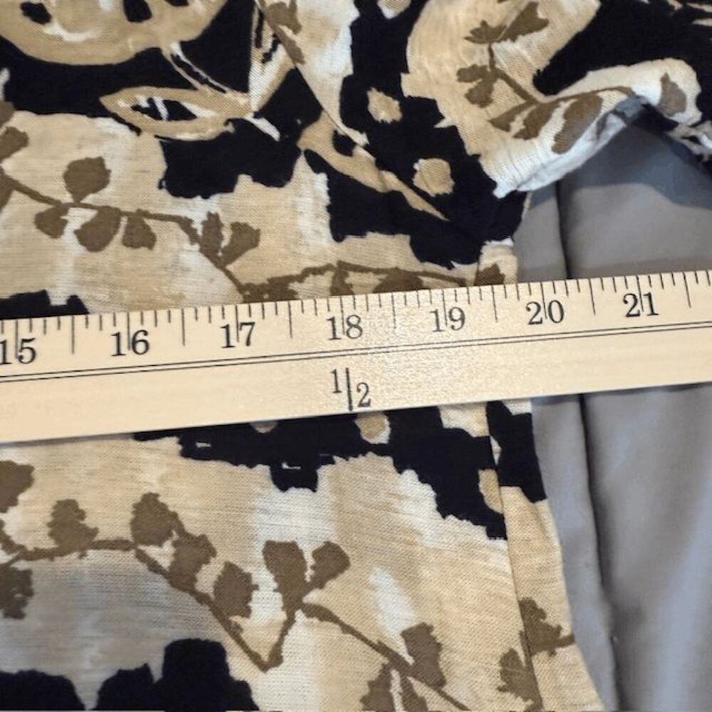 Rabbit Rabbit Rabbit Tropical‎ Print Blouse Shell Buttons Black Tan Size 12 - Picture 10 of 12
